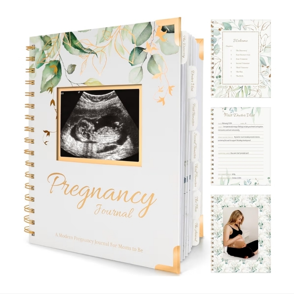 NWOT, Pregnancy Journal with Gold Accents
